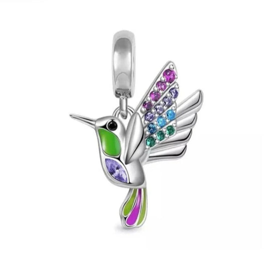 Ave Colibrí Color Para Pulsera Pandora